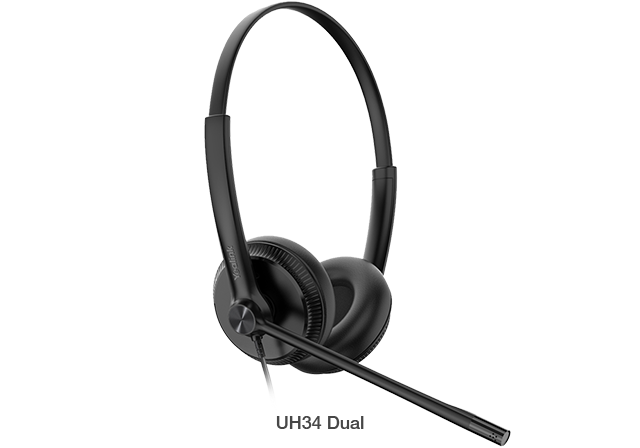 Yealink UH34 Dual Ear Wideband Noise Cancelling Microphone – USB Connection, Leather Ear Cushions, Designed for Microsoft Teams