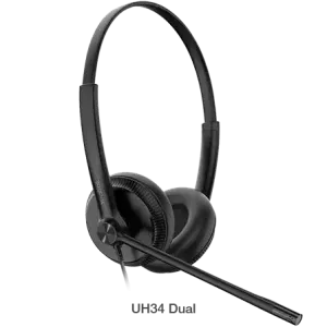 Yealink UH34 Dual Ear Wideband Noise Cancelling Microphone - USB Connection, Leather Ear Cushions, Designed for Microsoft Teams