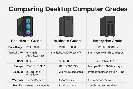 Desktop Computer Types: Comparing Residential, Business, and Enterprise Grade PCs in Australia